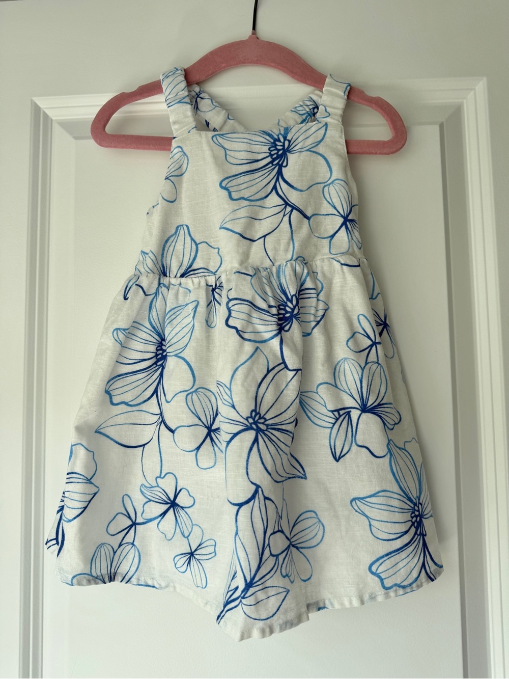 Girls Toddler Gap White Dress with Blue Floral Print 2T